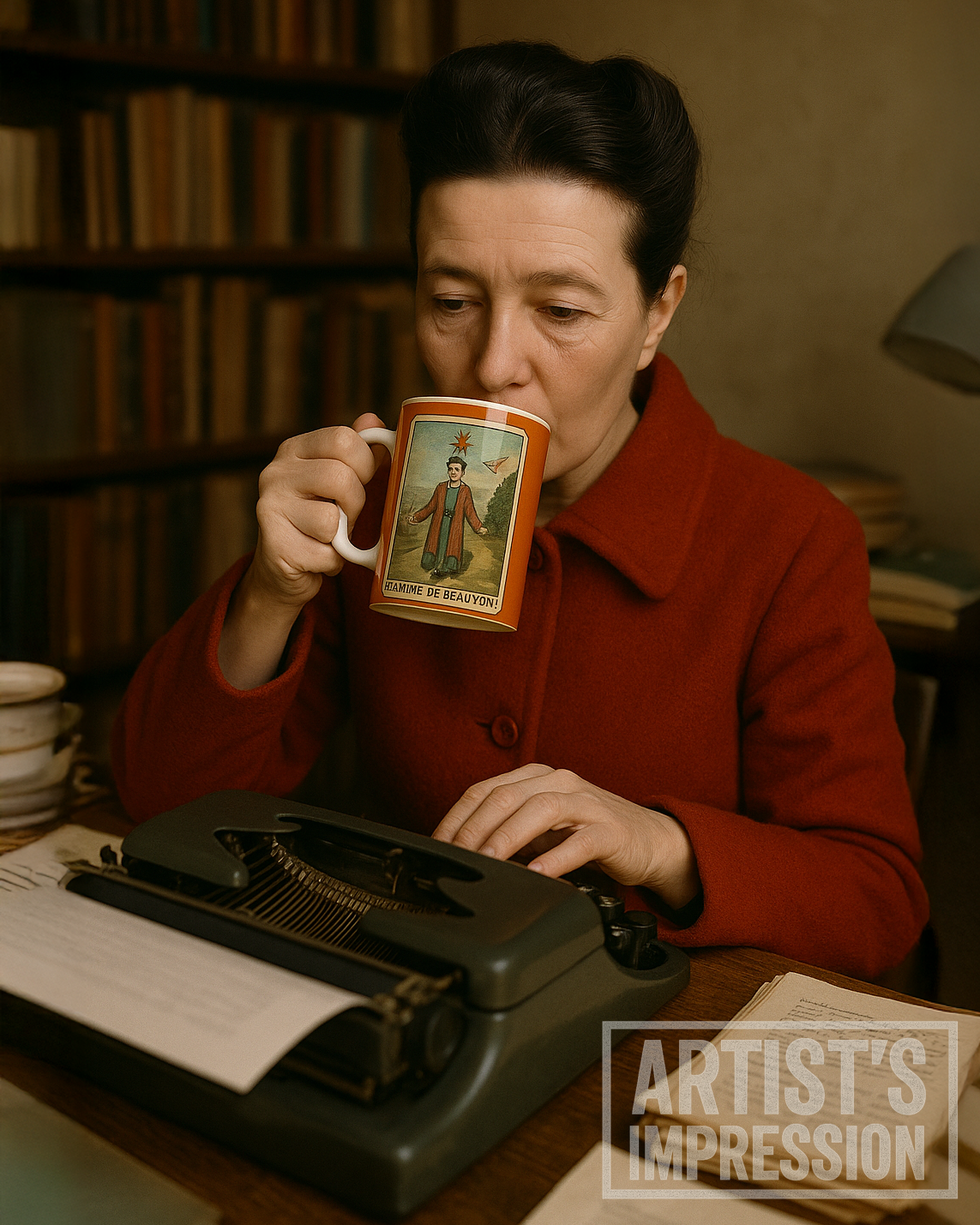 Simone de Beauvoir The Lovers Tarot Mug – Inspirational Ceramic Coffee Cup