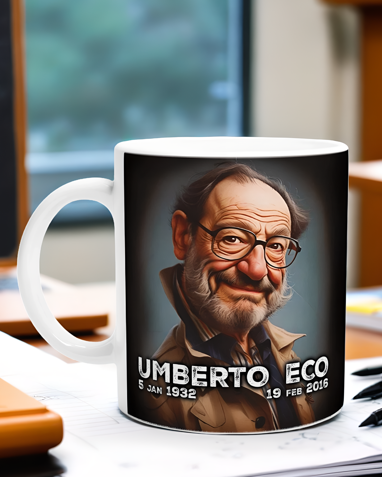 Umberto Eco Literary Mug | Semiotics Scholar Coffee Cup | Bookworm Gift