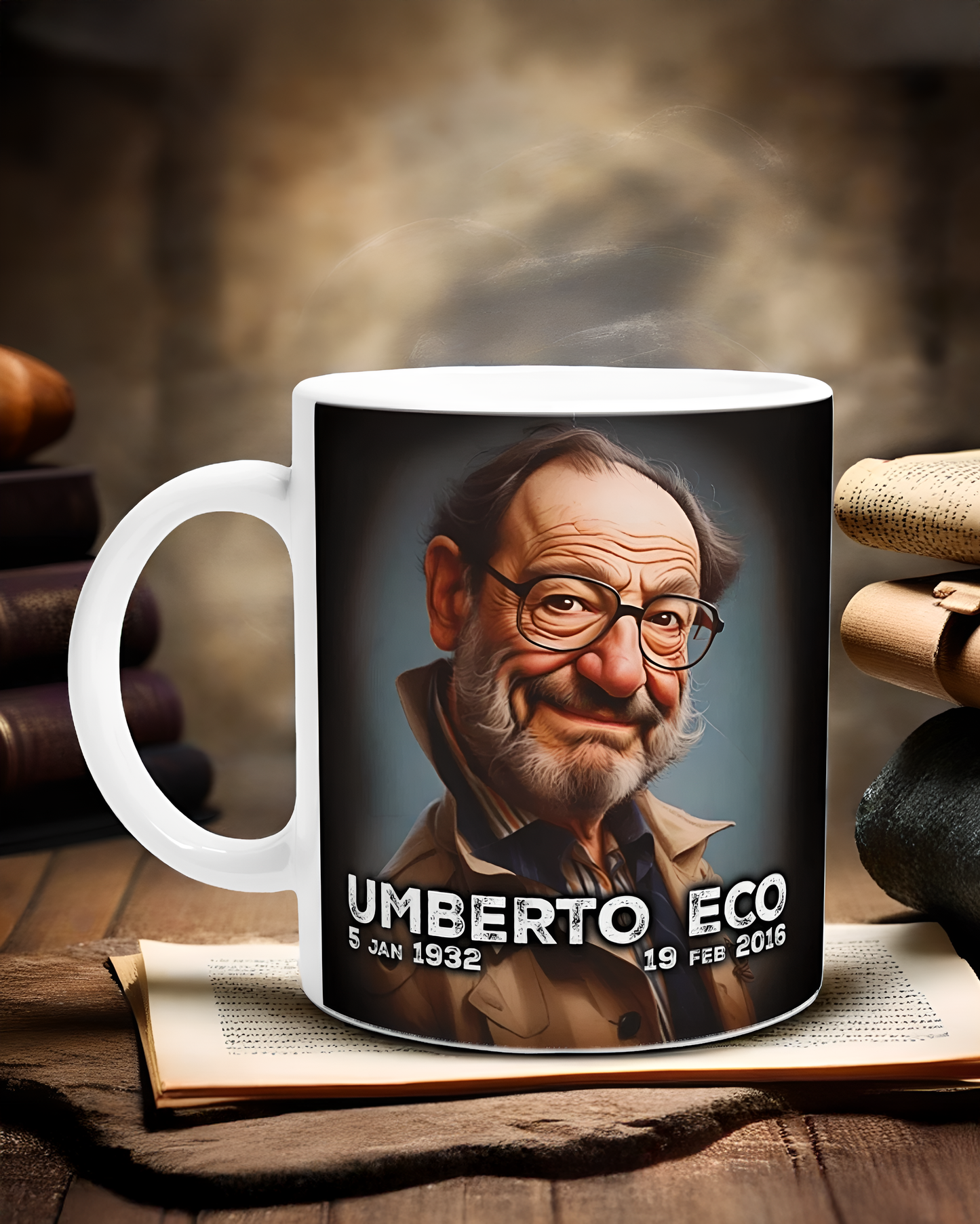Umberto Eco Literary Mug | Semiotics Scholar Coffee Cup | Bookworm Gift