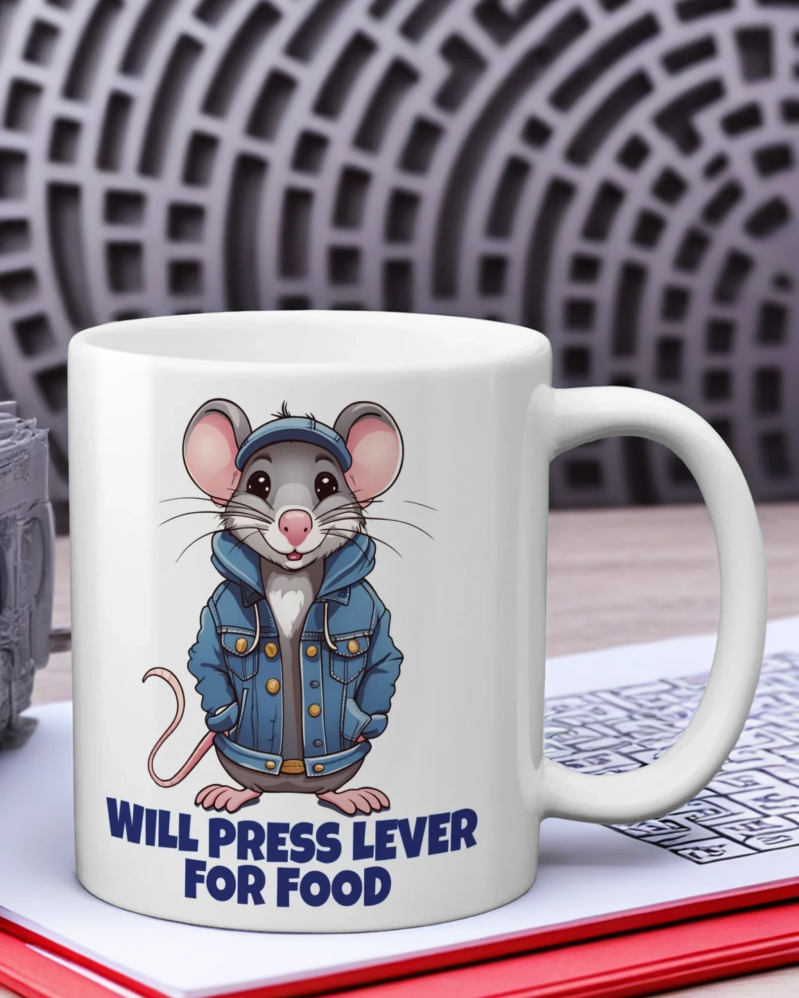 Psychology Rat Mug - BF Skinner Classic Operant Conditioning Rat - Will Press Lever for Food