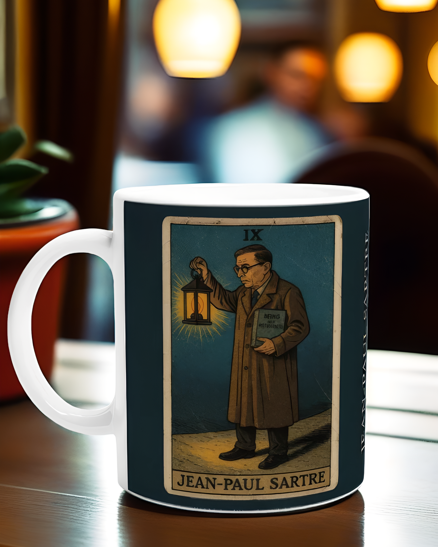 Tarot Mug with Jean-Paul Sartre - 11oz Hermit Illustration - Perfect Gift for Philosophers
