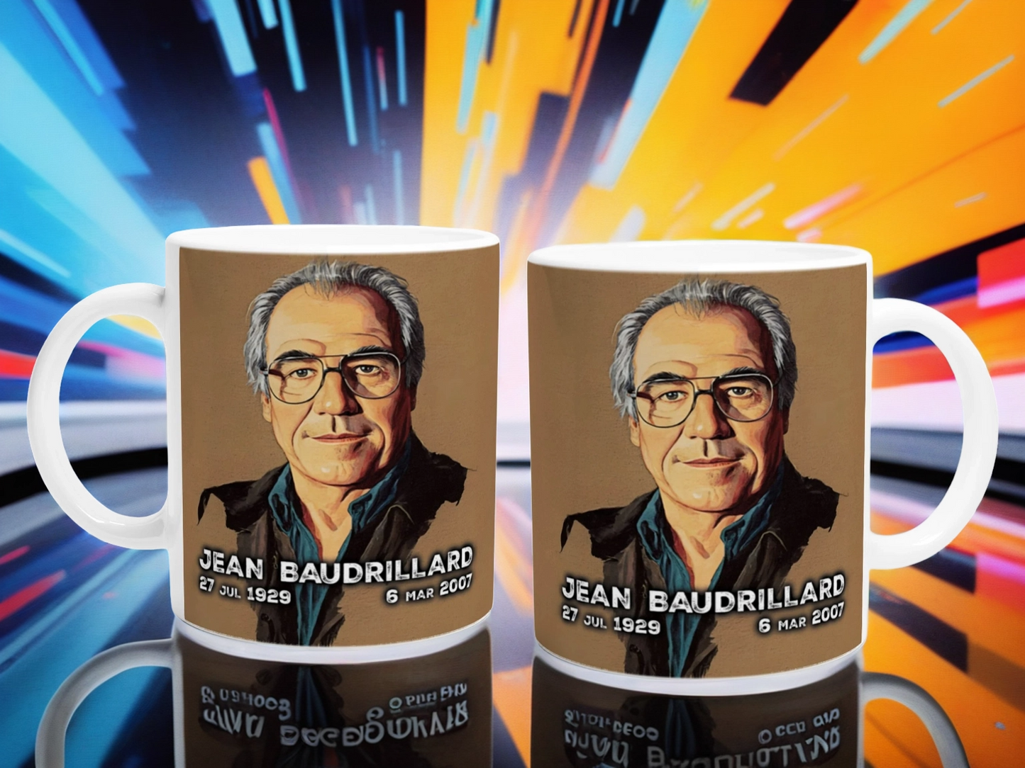 Jean Baudrillard Mug – Philosophy Gift, Social Theory Coffee Cup, French Thinker Mug