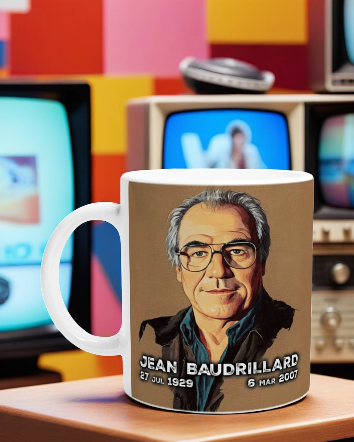 Jean Baudrillard Mug – Philosophy Gift, Social Theory Coffee Cup, French Thinker Mug